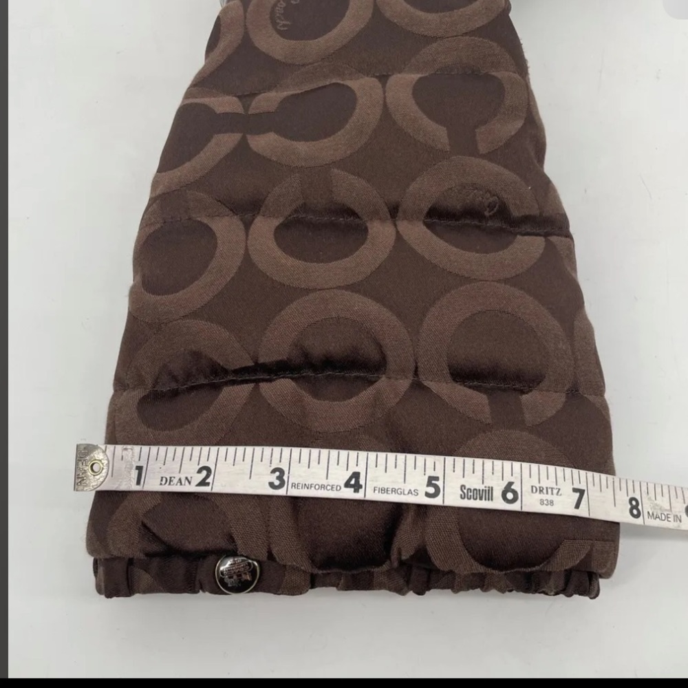 Coach Loryn womens brown quilted high heel rain boots tall puffer logo - Picture 4 of 16